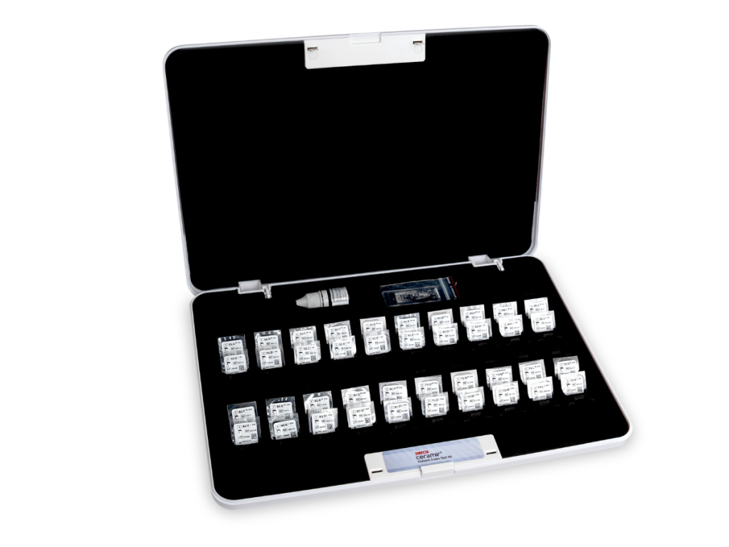 Kit complet Ceramir Pediatric Crown – coiffes biocéramiques préformées distribuées par Bisico France.